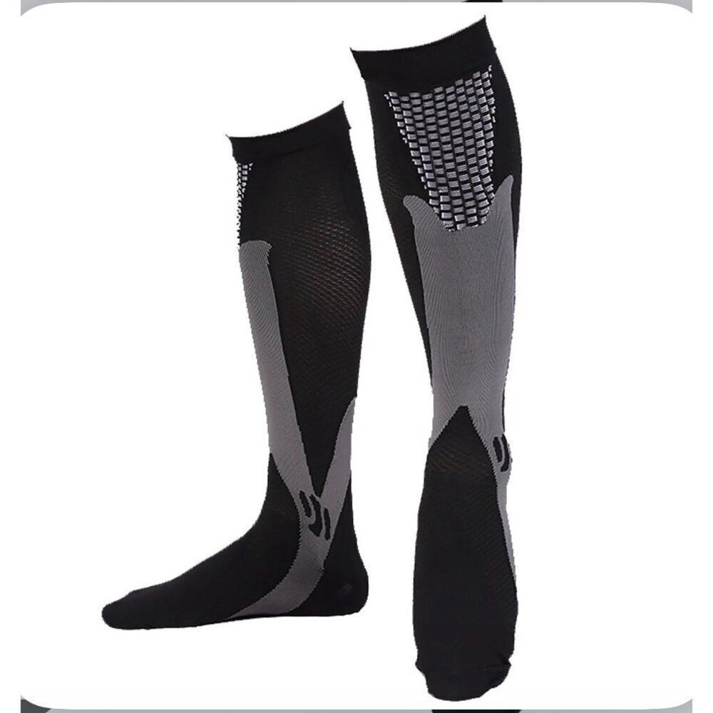 DZsocoki Unisex Black/ Gray Compression Socks Size XL-4XL